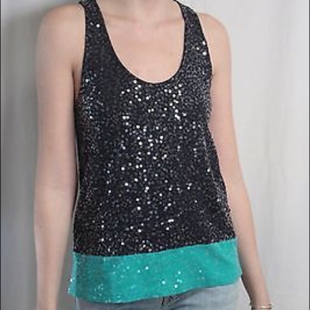 J Crew sequin color black sleeveless top sz medium